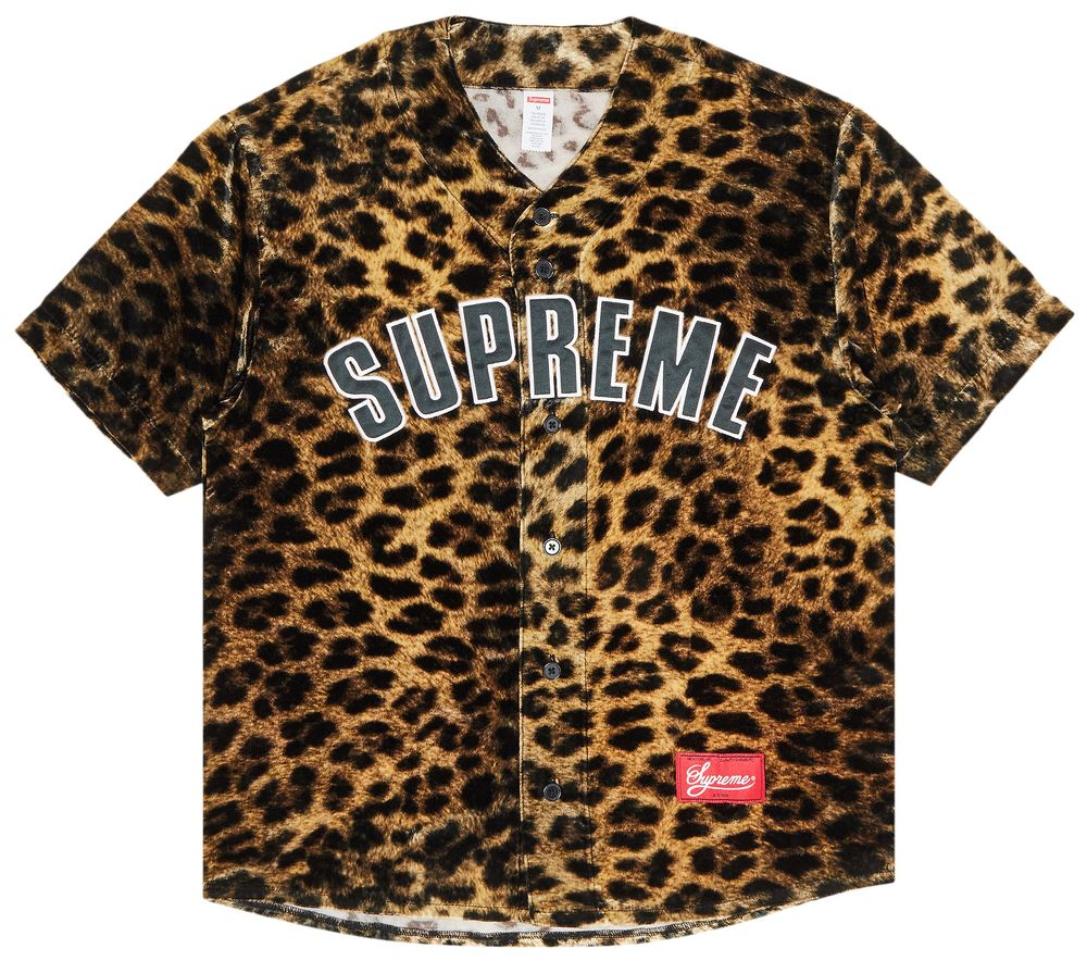 Supreme Velvet Baseball Jersey Leopard