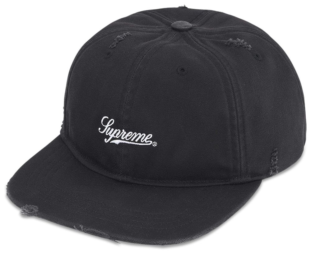 Supreme Distressed Script 6-Panel Black