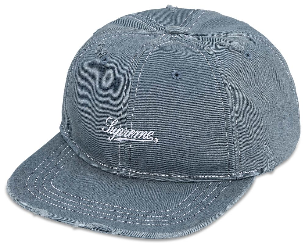 Supreme Distressed Script 6-Panel Blue