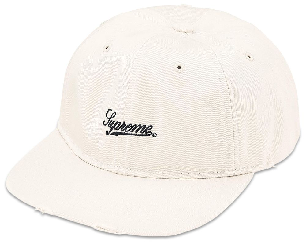Supreme Distressed Script 6-Panel White