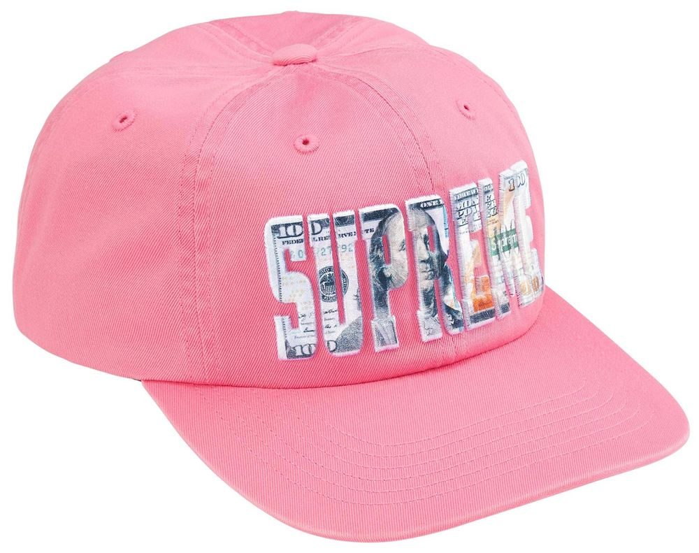 Supreme Embroidered Money Logo 6-Panel Hat Pink