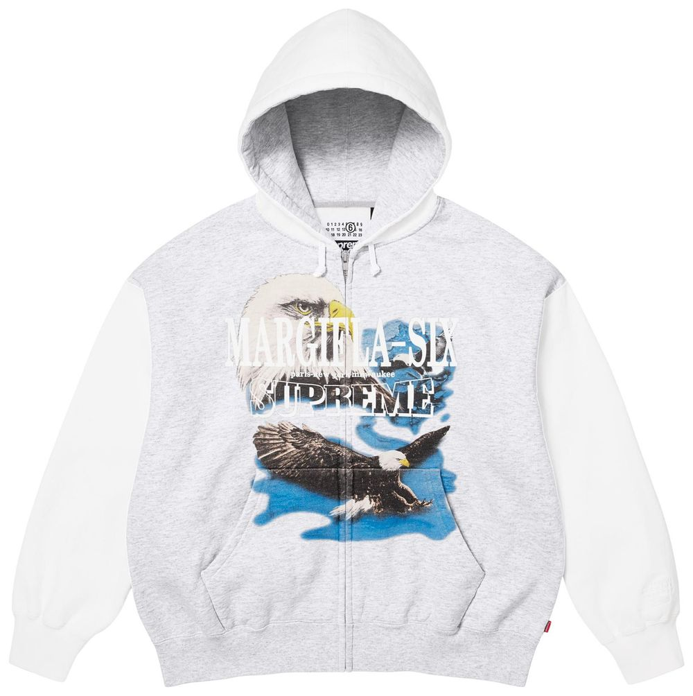 Supreme MM6 Maison Margiela Eagle Zip Up Hooded Sweatshirt White