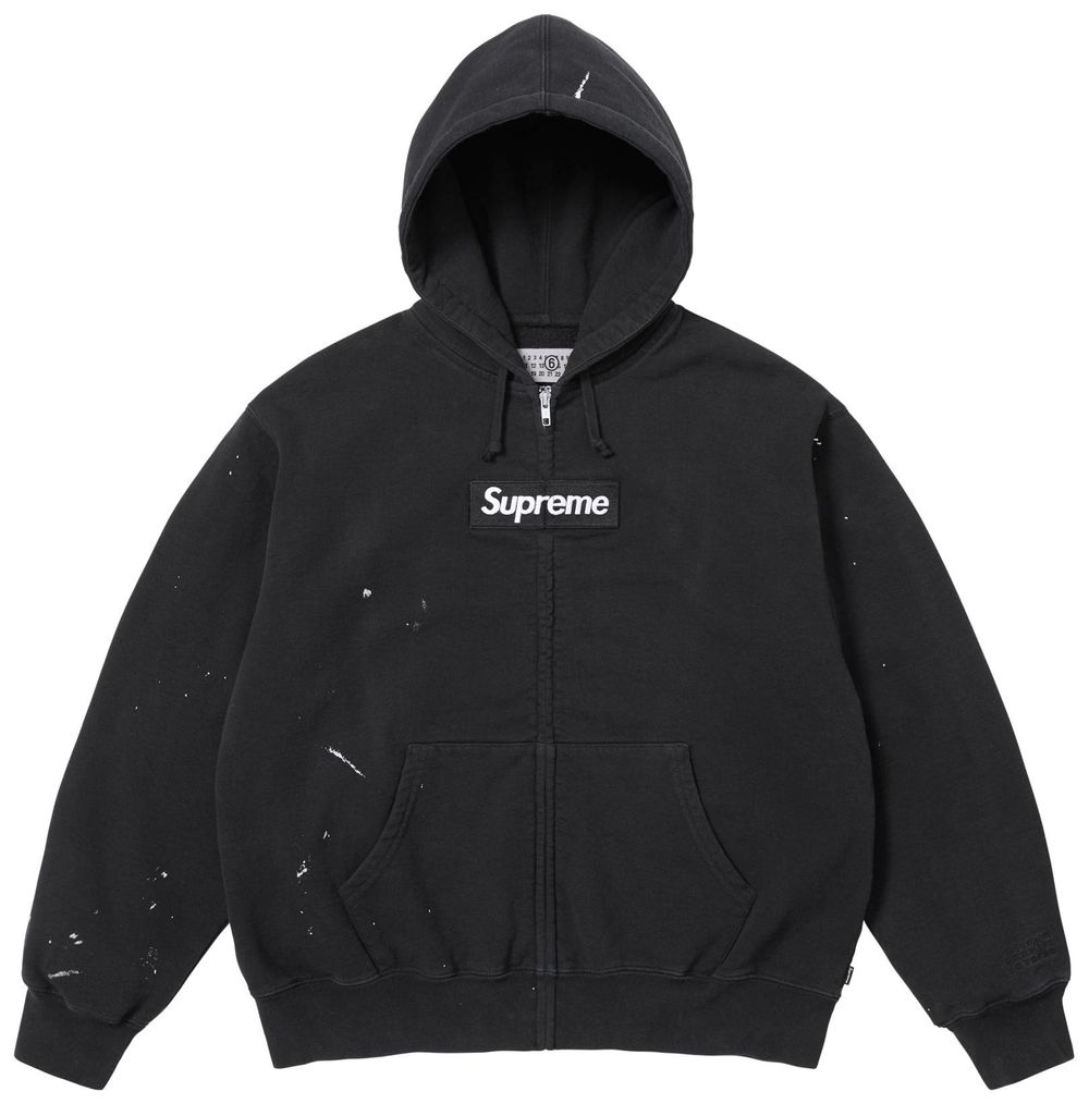 Supreme MM6 Maison Margiela Box Logo Zip Up Hooded Sweatshirt Black