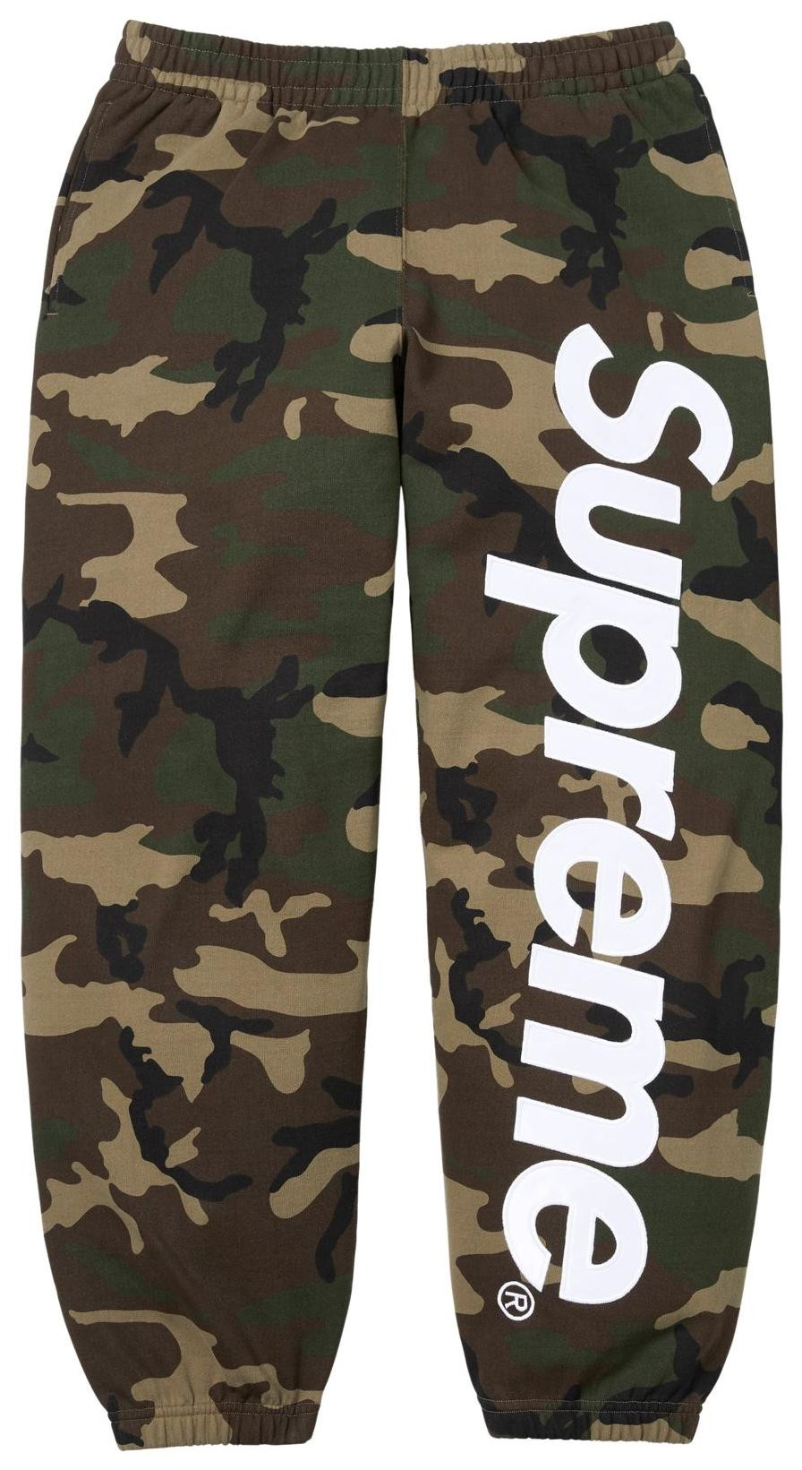 Supreme Satin Applique Sweatpant (SS26) Woodland Camo