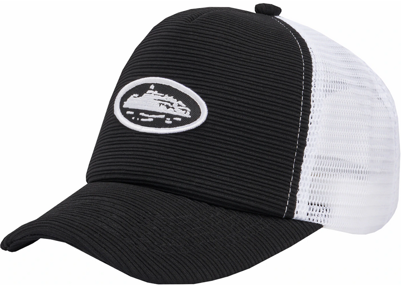 Corteiz Short Peak Hat Trucker Black