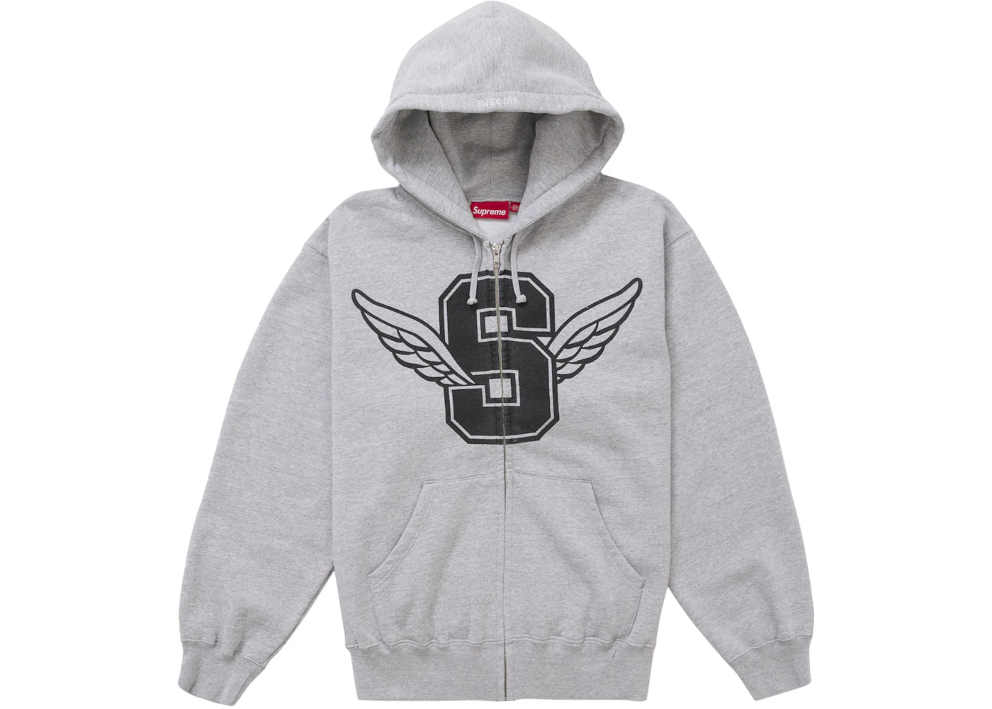 Supreme Wings Zip Up Hooded Sweatshirt Heather Grey