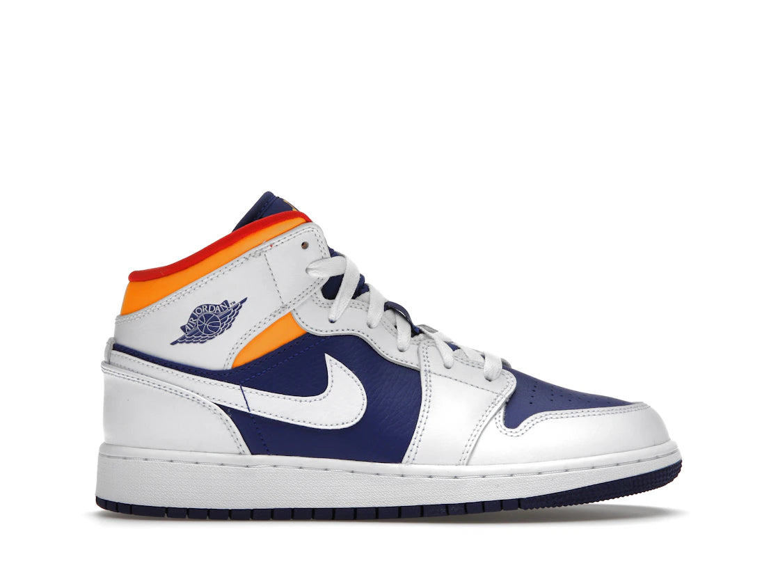 Jordan 1 Mid White Laser Orange Deep Royal Blue (GS)