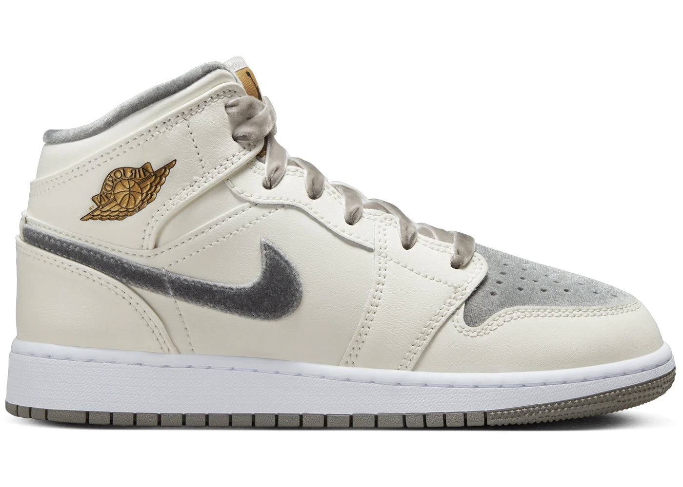 Jordan 1 Mid SE Sail Metallic Gold Flat Pewter (GS)