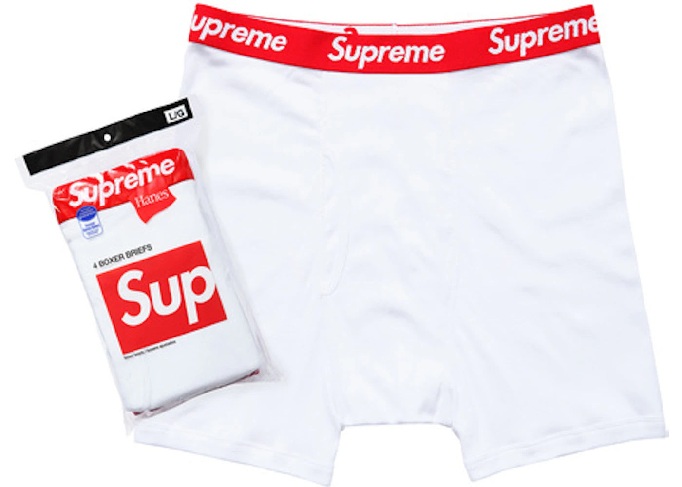 Supreme Hanes Boxer Briefs White