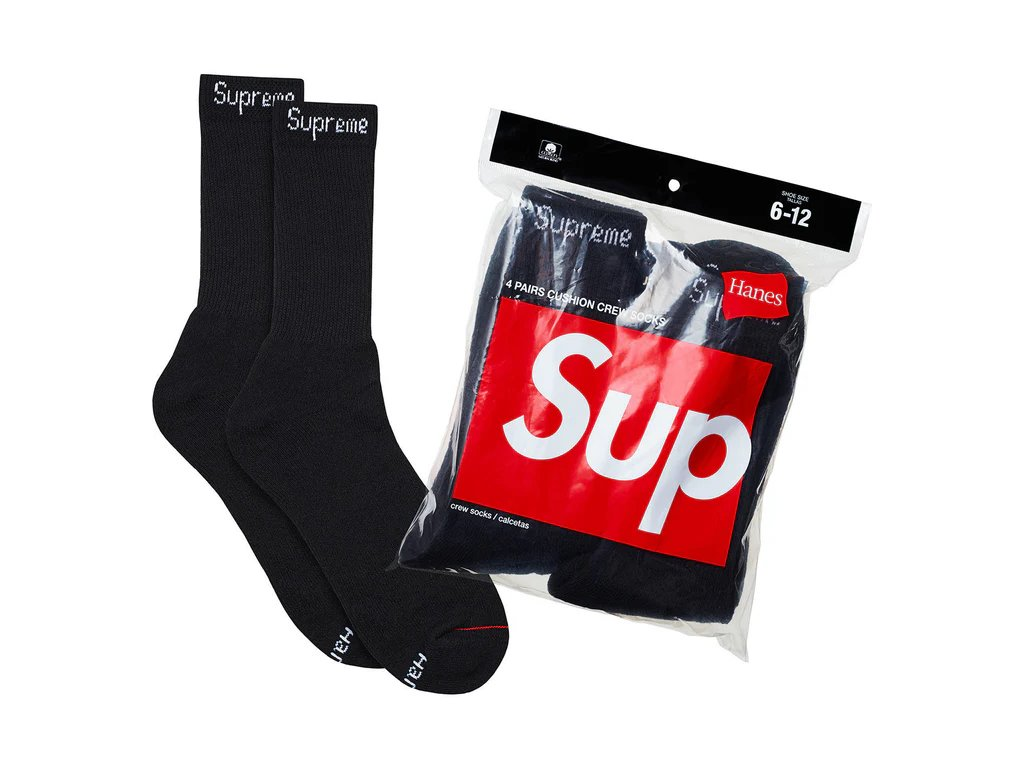 Supreme Hanes Crew Socks Black