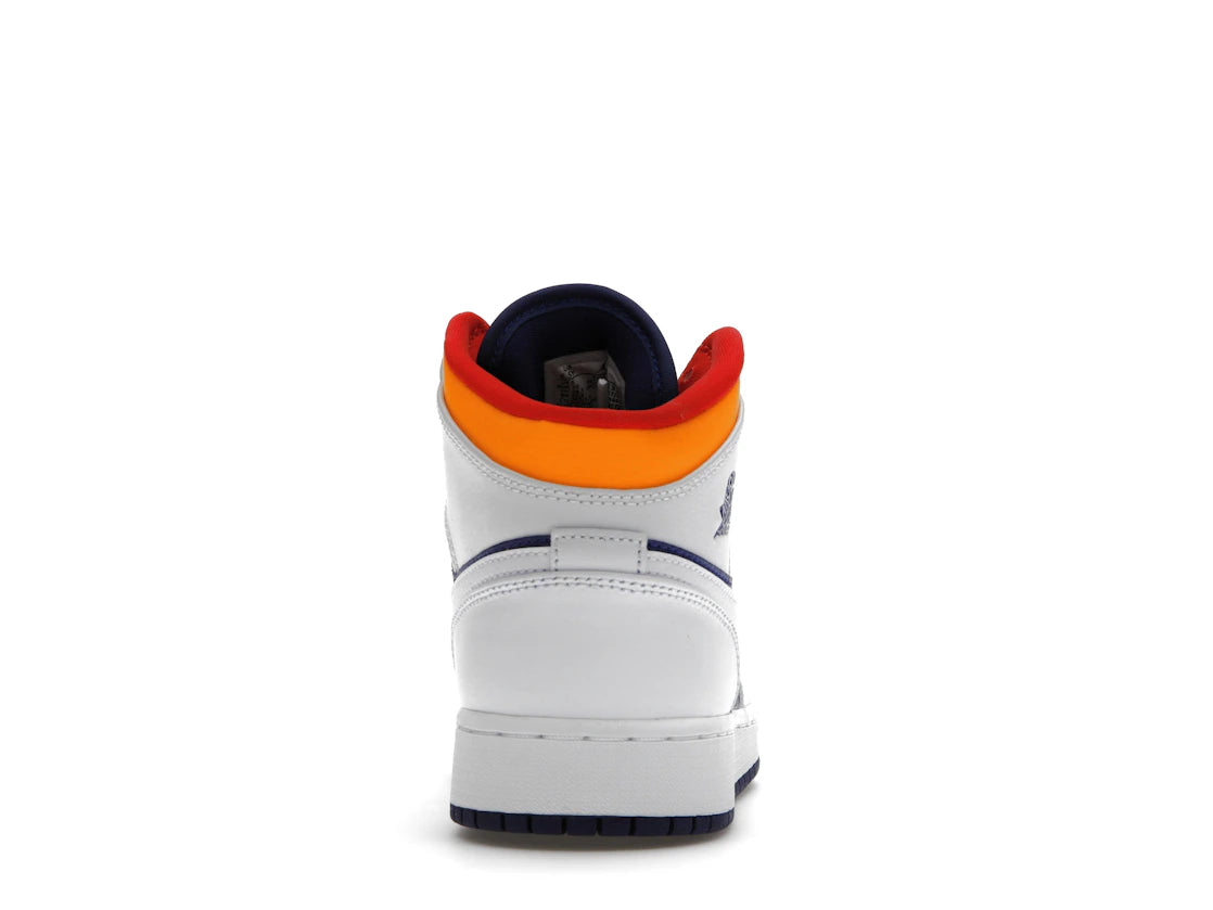 Jordan 1 Mid White Laser Orange Deep Royal Blue (GS)