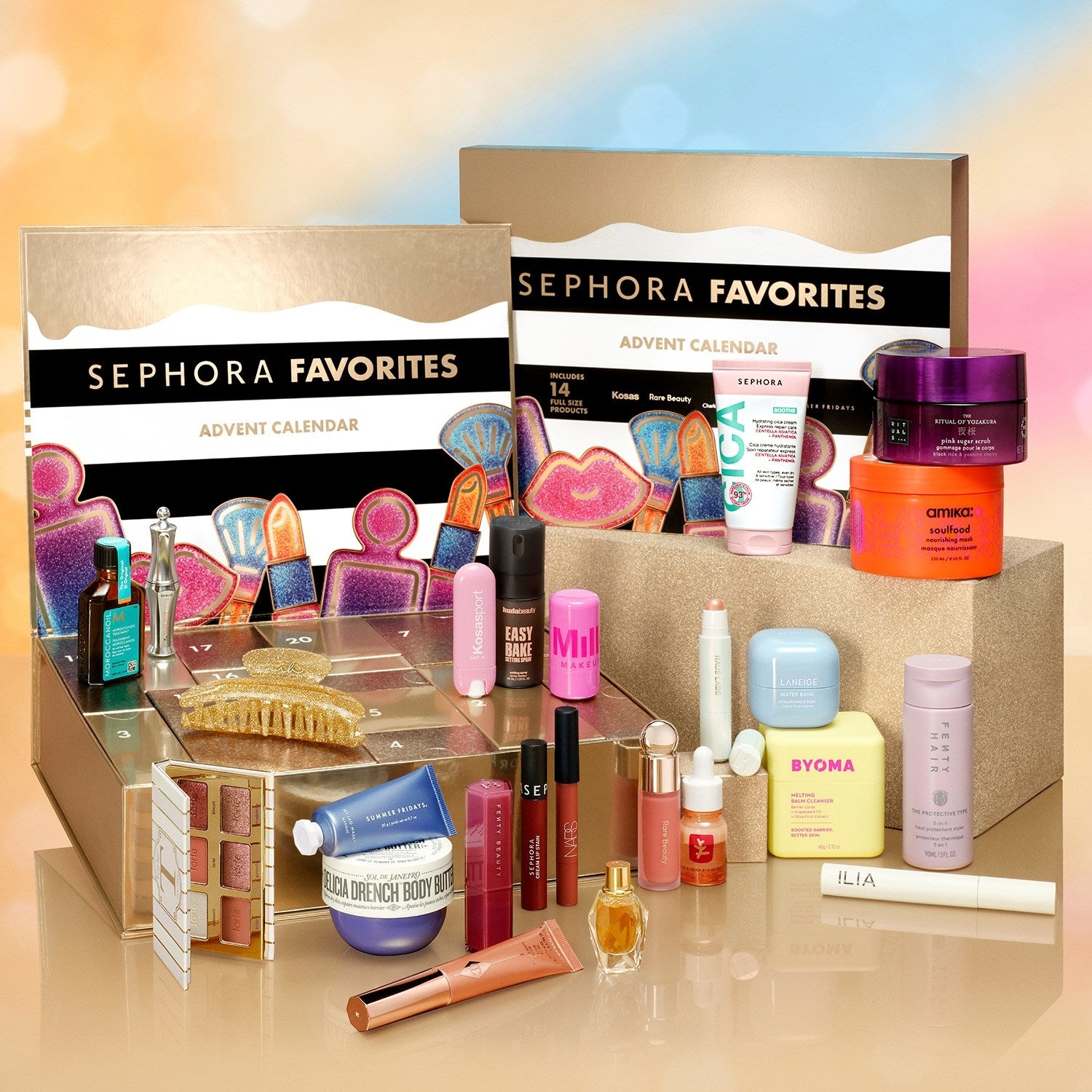 SEPHORA FAVORITES Adventní kalendář – 24 produktů pro líčení, péči o pleť, vlasy a parfémy