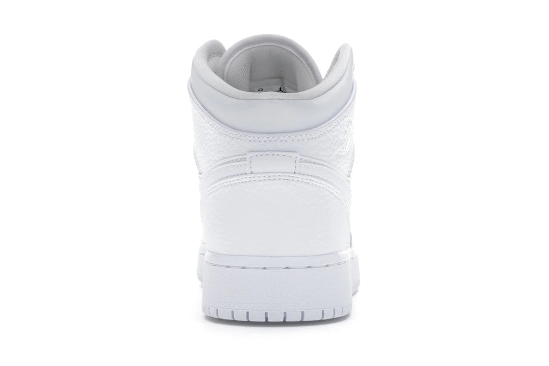Jordan 1 Mid Triple White Tumbled Leather (GS)