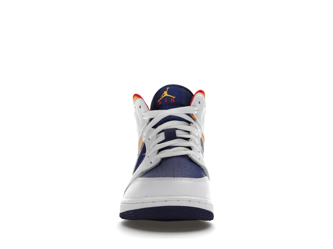 Jordan 1 Mid White Laser Orange Deep Royal Blue (GS)