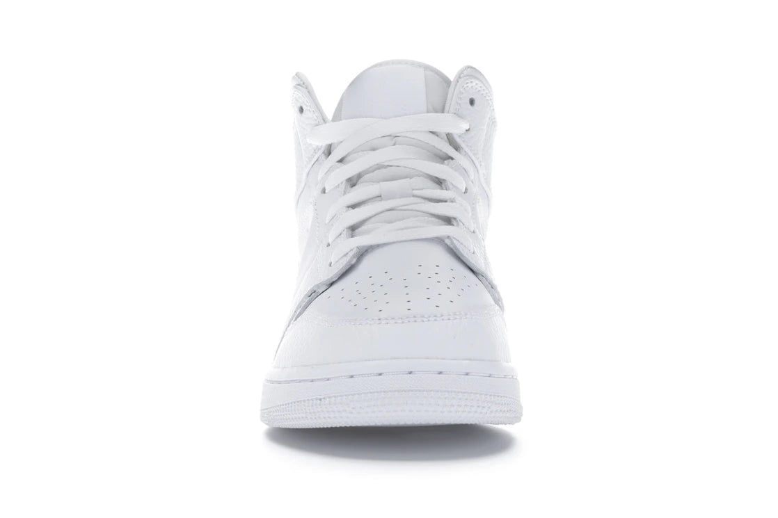 Jordan 1 Mid Triple White Tumbled Leather (GS)