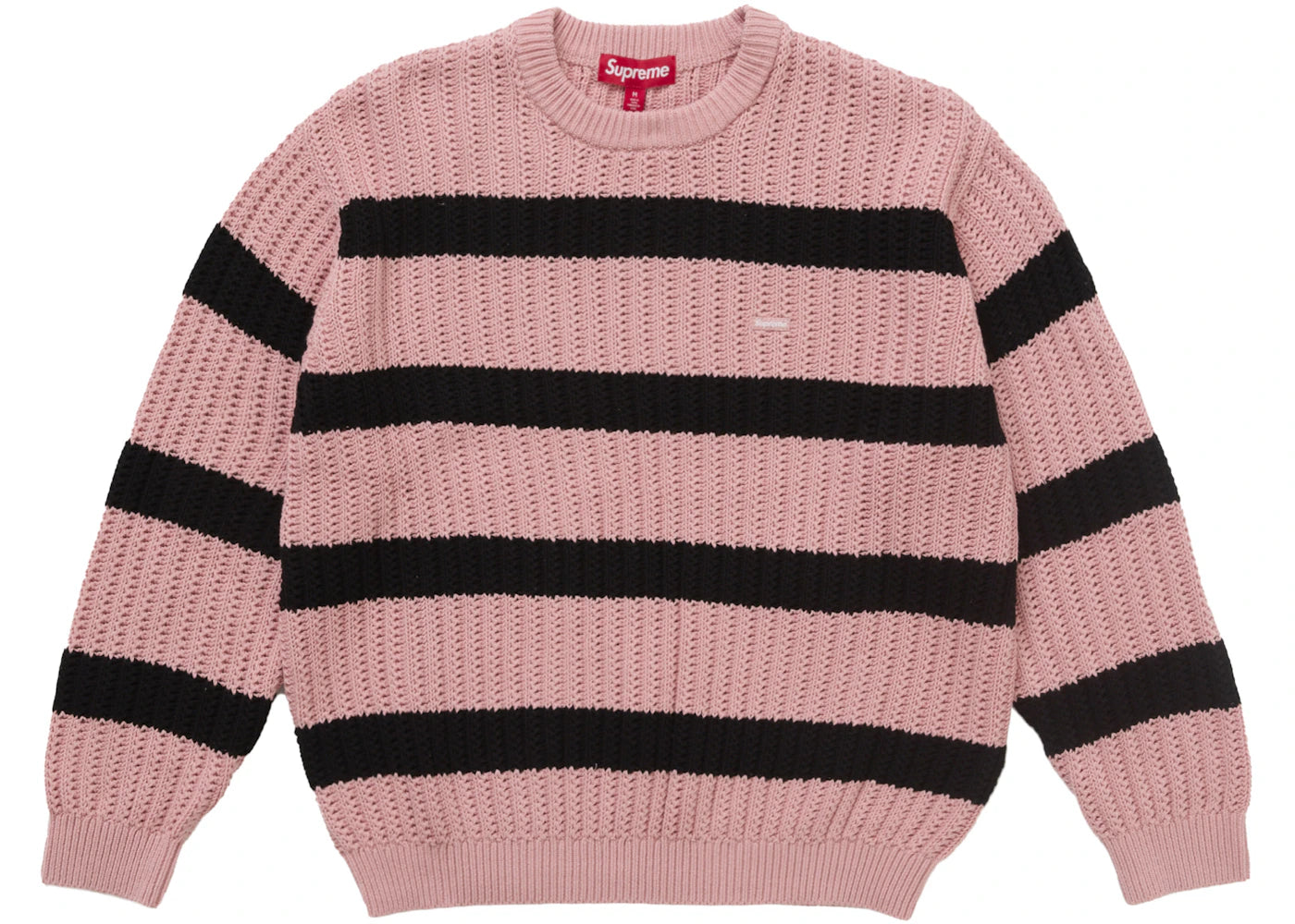Supreme Loose Gauge Stripe Small Box Sweater Pink